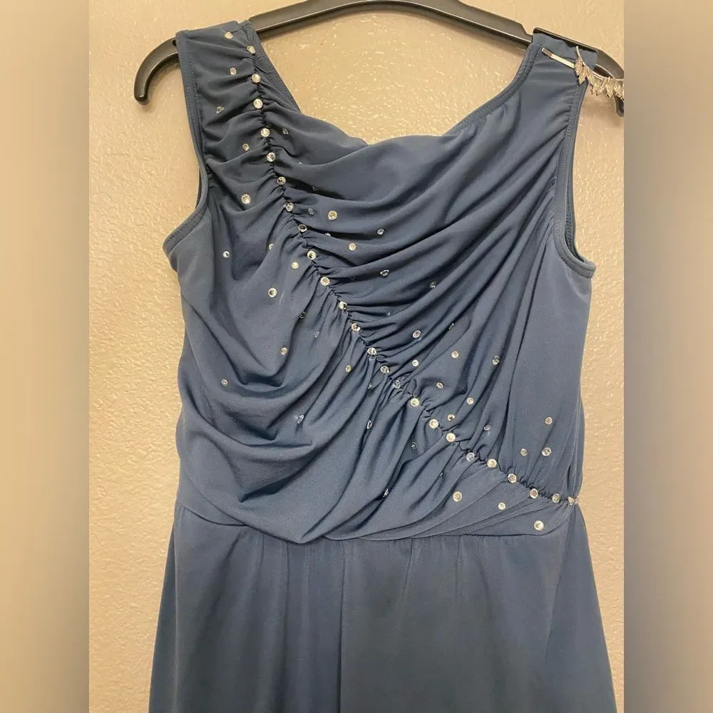 Weissman solo dance costume blue Smocked rhinestoned Wrong Direction 17911 MA